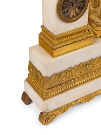 A Louis Philippe Gilt Bronze and White Marble Mantel Clock