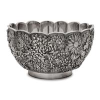 A Japanese Silver Chrysanthemum Bowl
