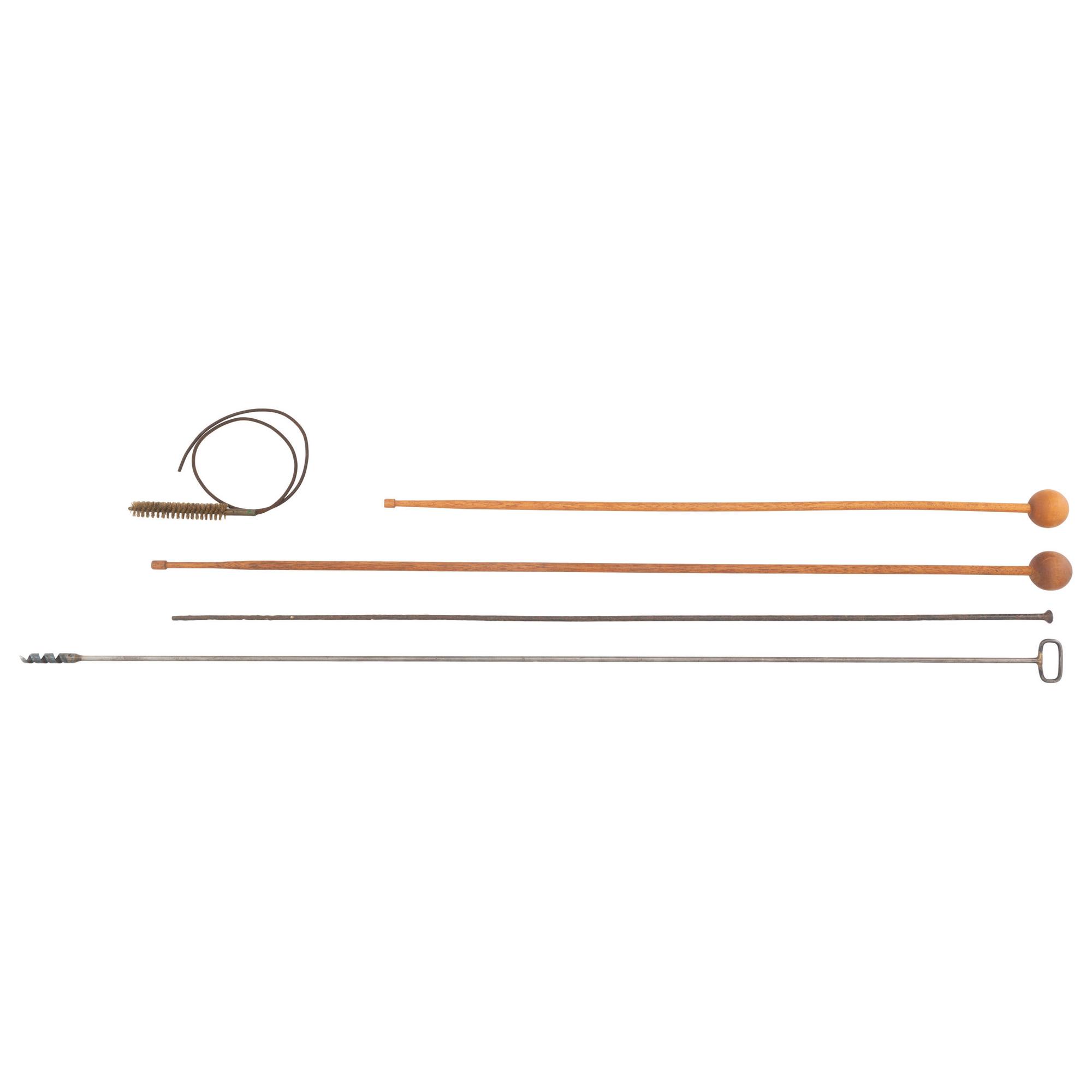 Group of Two Trapdoor Barracks Cleaning Rods, an Iron Ramrod, a Cleaning Rod & A Carbine Cleaning Brush