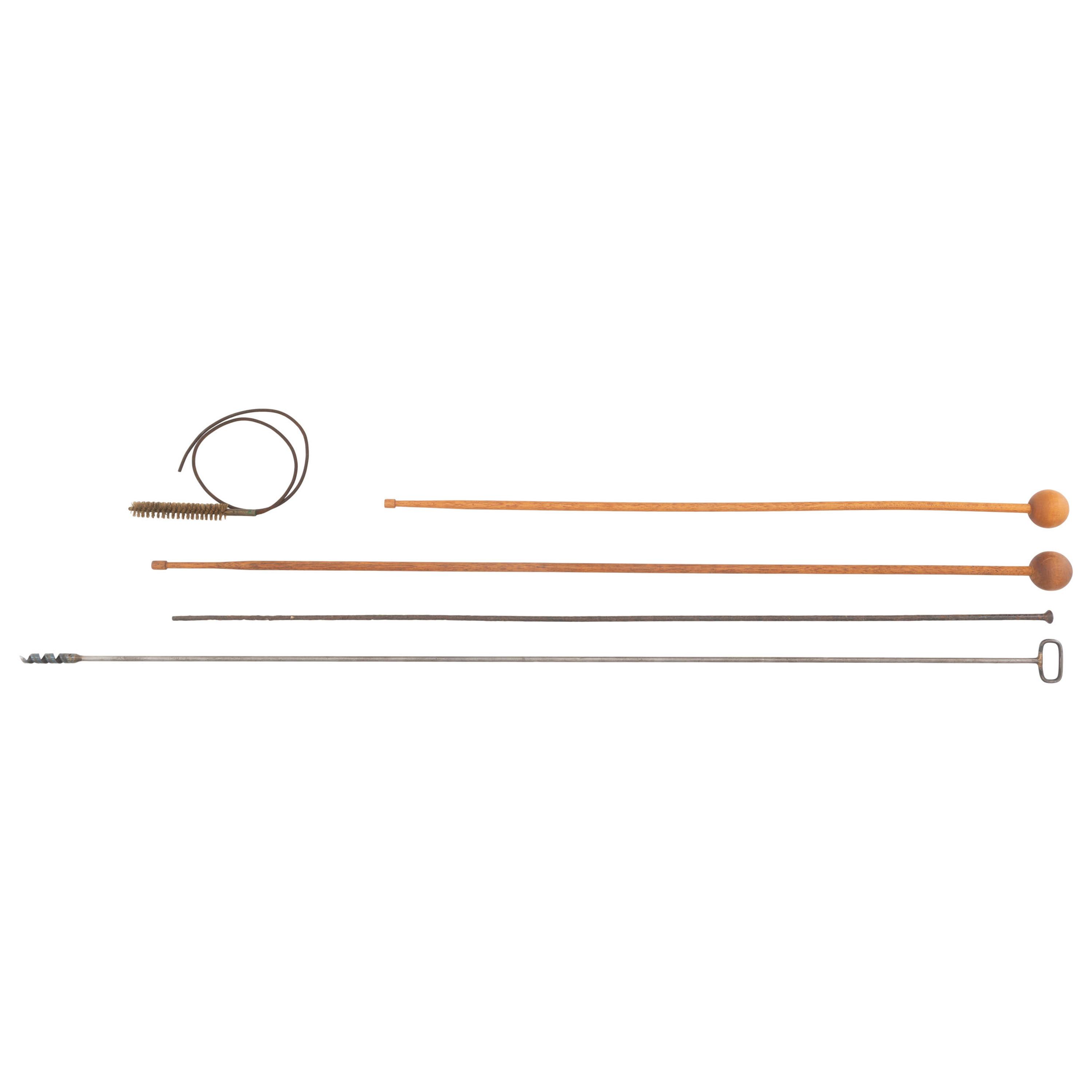 Group of Two Trapdoor Barracks Cleaning Rods, an Iron Ramrod, a Cleaning Rod & A Carbine Cleaning Brush