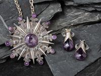 Taxco Silver and Amethyst Matching Brooch/Pin and Necklace, 1940-1946