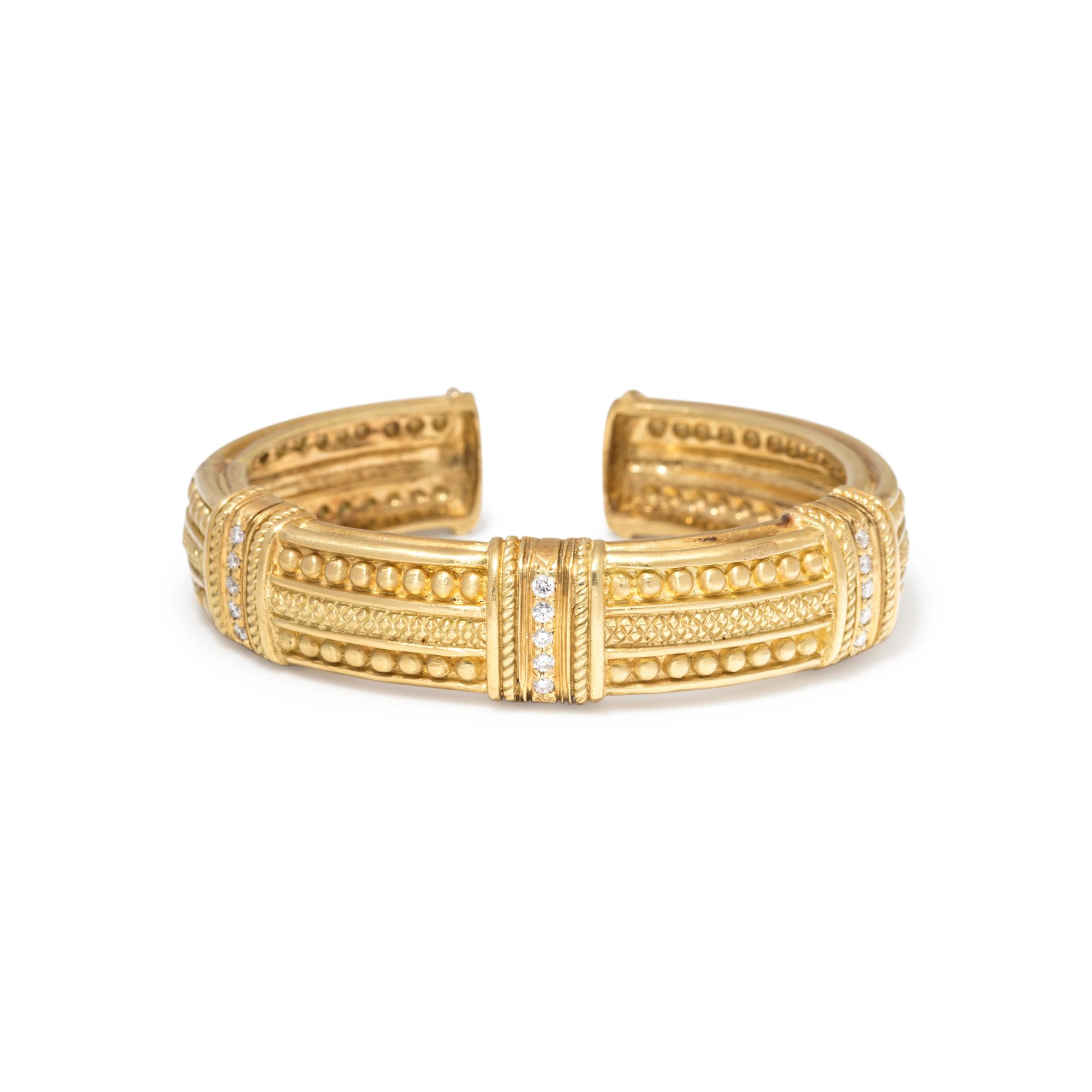 YELLOW GOLD AND DIAMOND CUFF BRACELET