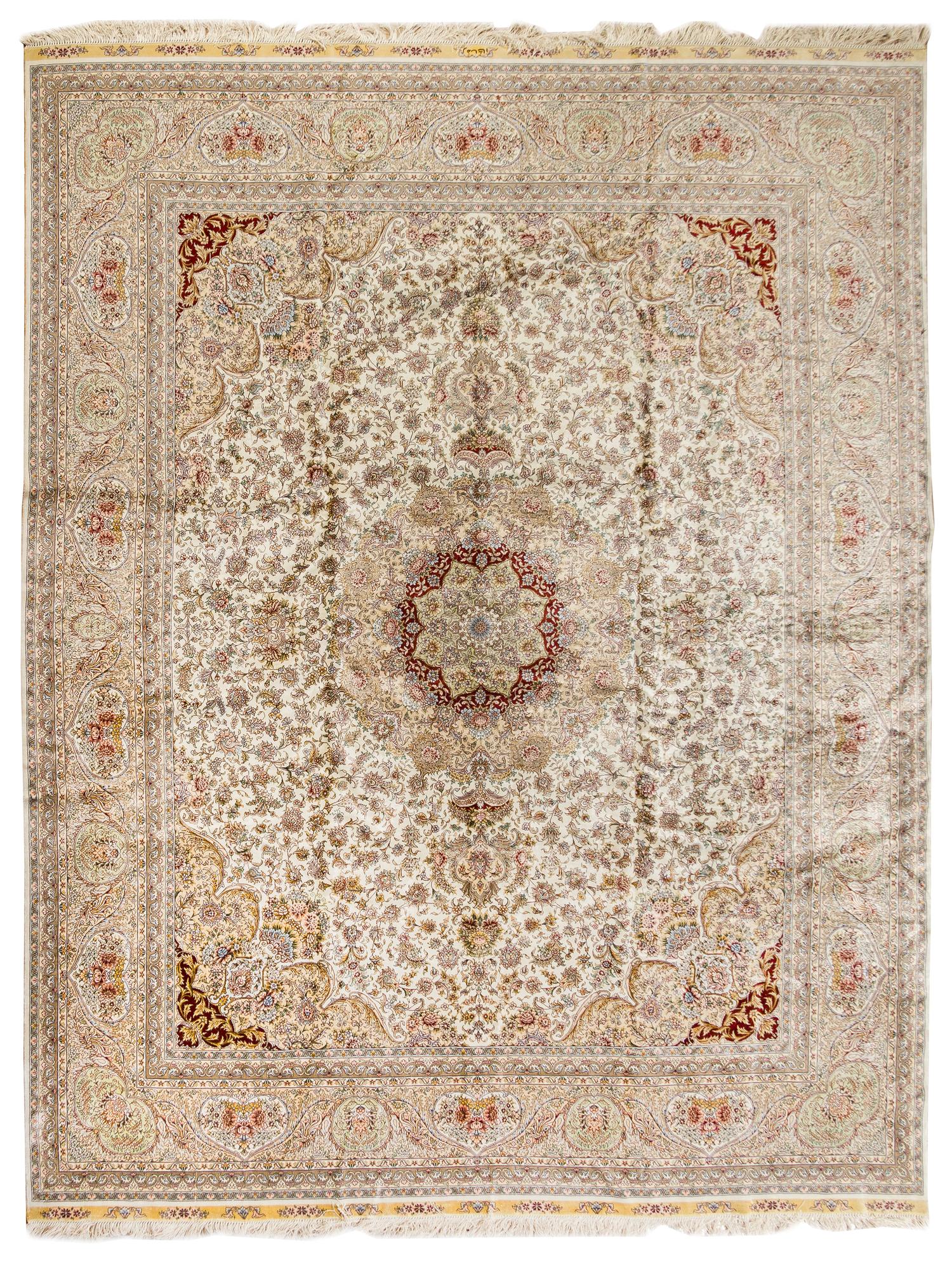 A Sino-Tabriz Silk Rug 9 feet 11 inches x 8 feet 2 inches. — 20TH CENTURY