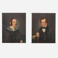 American School 19th century Pair of portraits: Lady and Gentleman