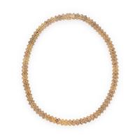 Three Row Diamond and Yellow Gold Necklace