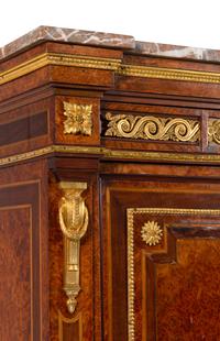A Louis XVI Style Gilt Bronze Mounted Amboyna Marble-Top Secrétaire à Abattant