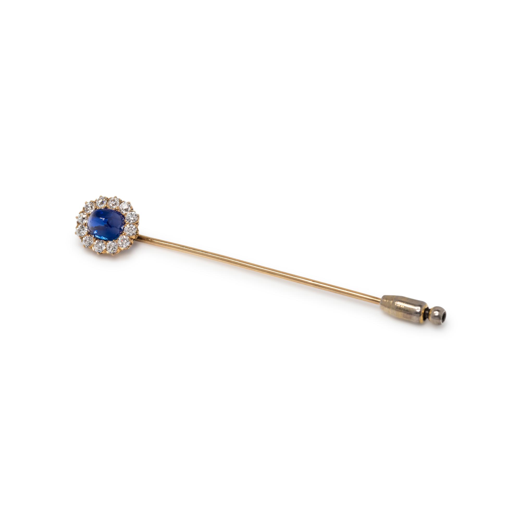TIFFANY & CO., ANTIQUE, KASHMIR SAPPHIRE AND DIAMOND STICKPIN