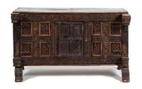 A Henry VIII Style Livery Cupboard Height 27 1/2 x width 43 x depth 24 1/2 inches. — 17TH CENTURY