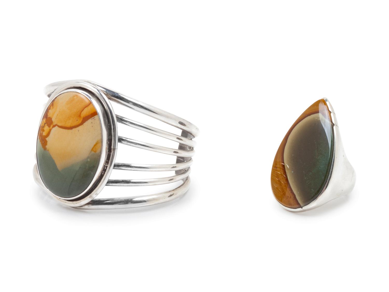 Picture Jasper Cuff Bracelet and Ring