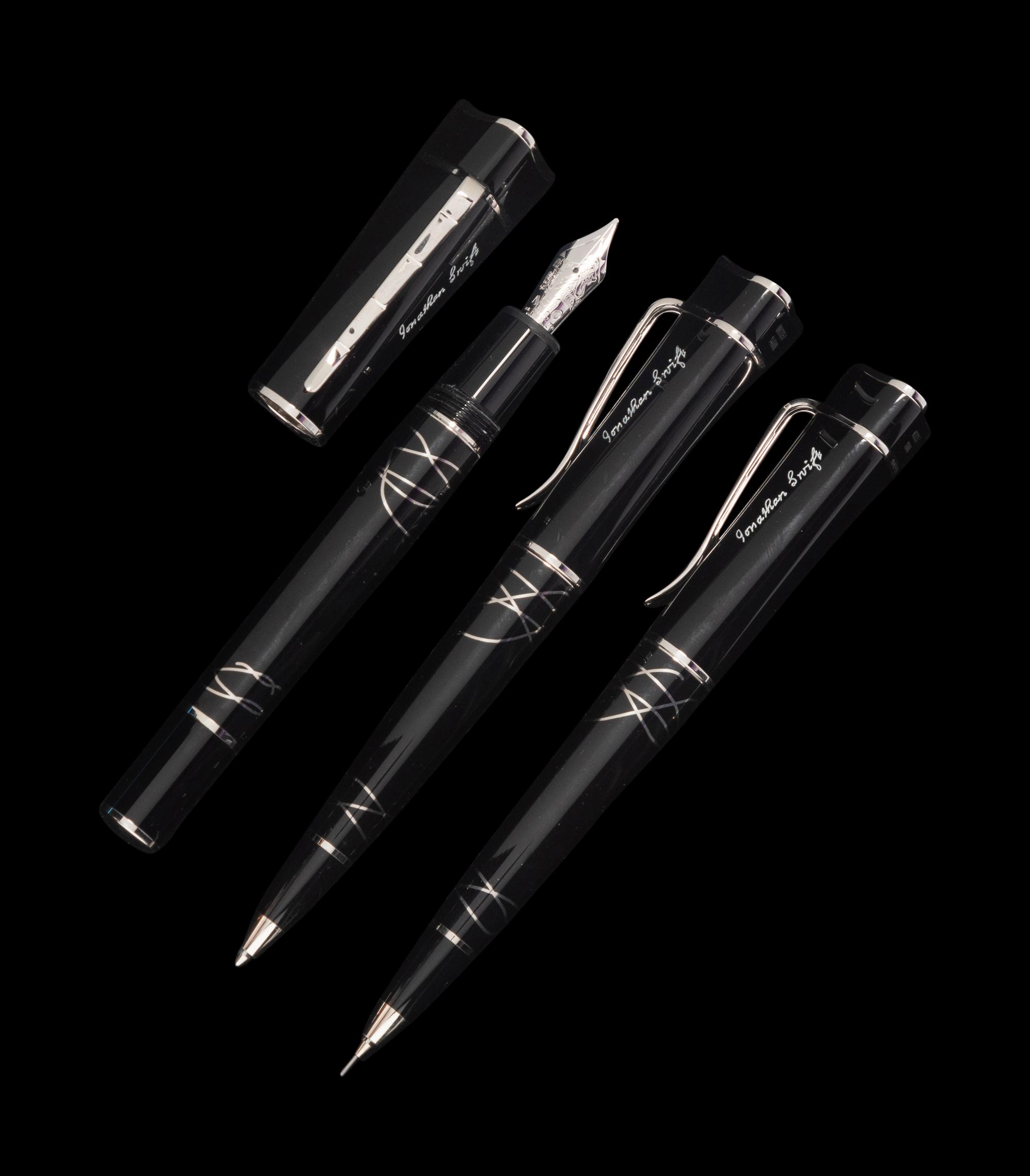 A Montblanc Limited Edition Jonathan Swift Fountain Pen, Rollerball and Mechanical Pencil Set