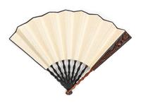A Chinese Bamboo Mounted Paper Fan Length 12 inches. — QING DYNASTY (1644-1911)