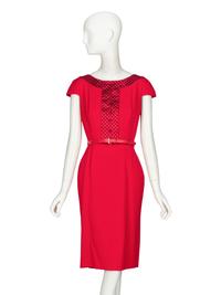 Christian Dior by John Galliano , Red Belted Cocktail Dress
