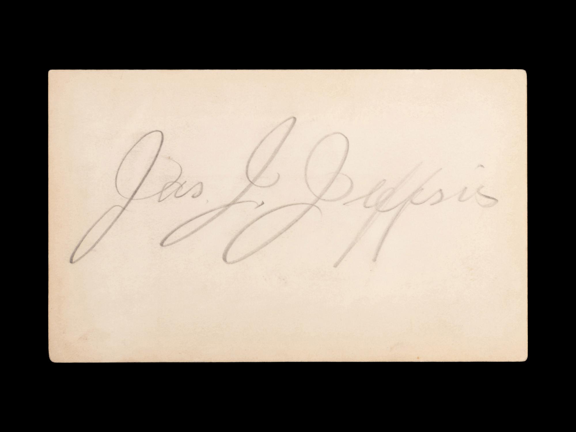 A Heavyweight Boxing Champion James J. Jeffries Signed Index Card and Original 1939 Warner Brothers Photograph,