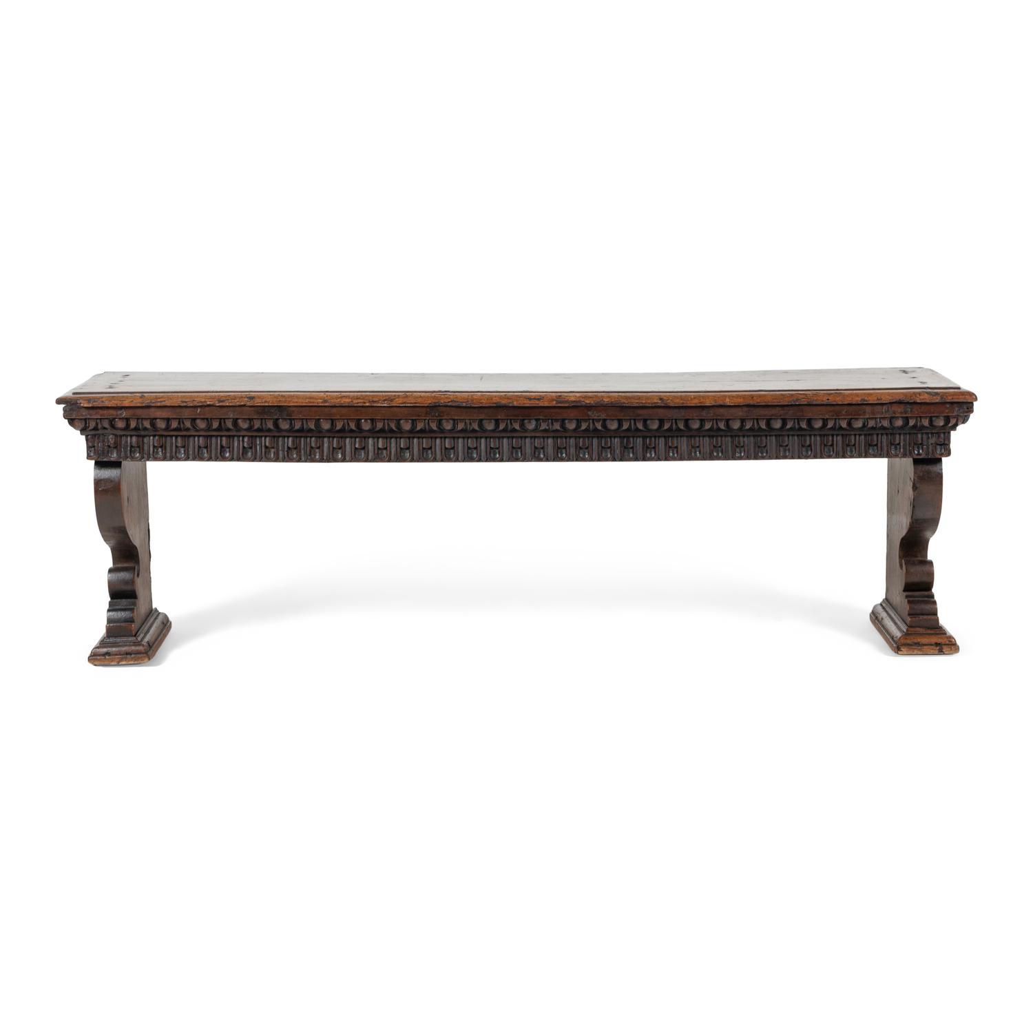 An Italian Renaissance Style Carved Walnut Bench