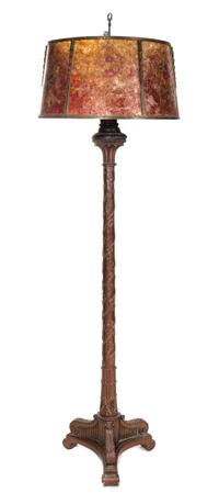 A Continental Carved Floor Lamp Height overall 79 inches.