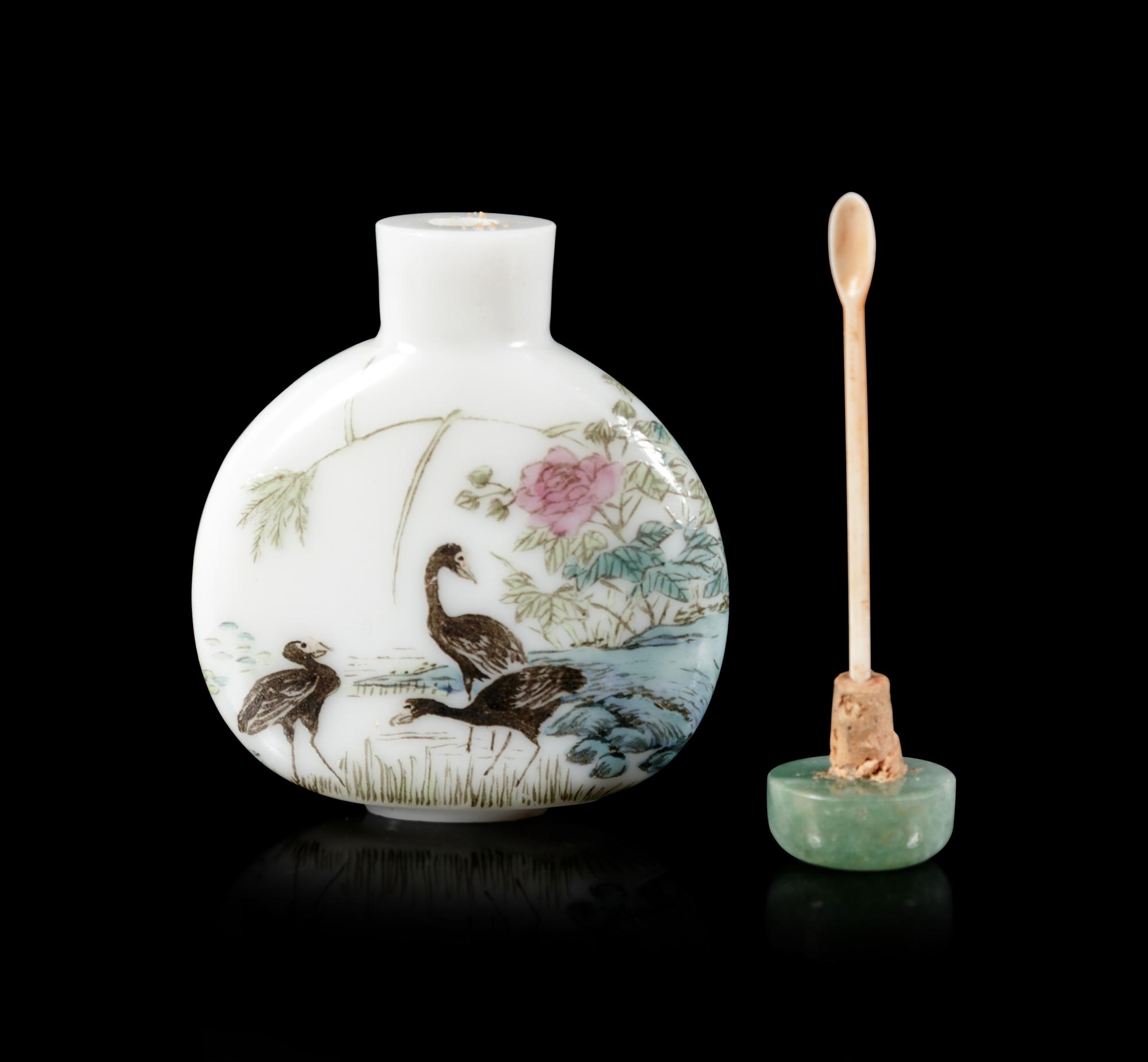 A Painted Enamel on White Glass Snuff Bottle