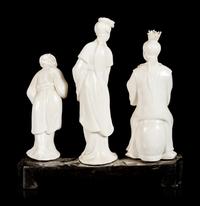 Three Chinese Blanc-de-Chine Porcelain Figures