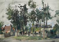 Cottages and Trees