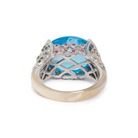 BLUE TOPAZ, DIAMOND AND MULTIGEM RING