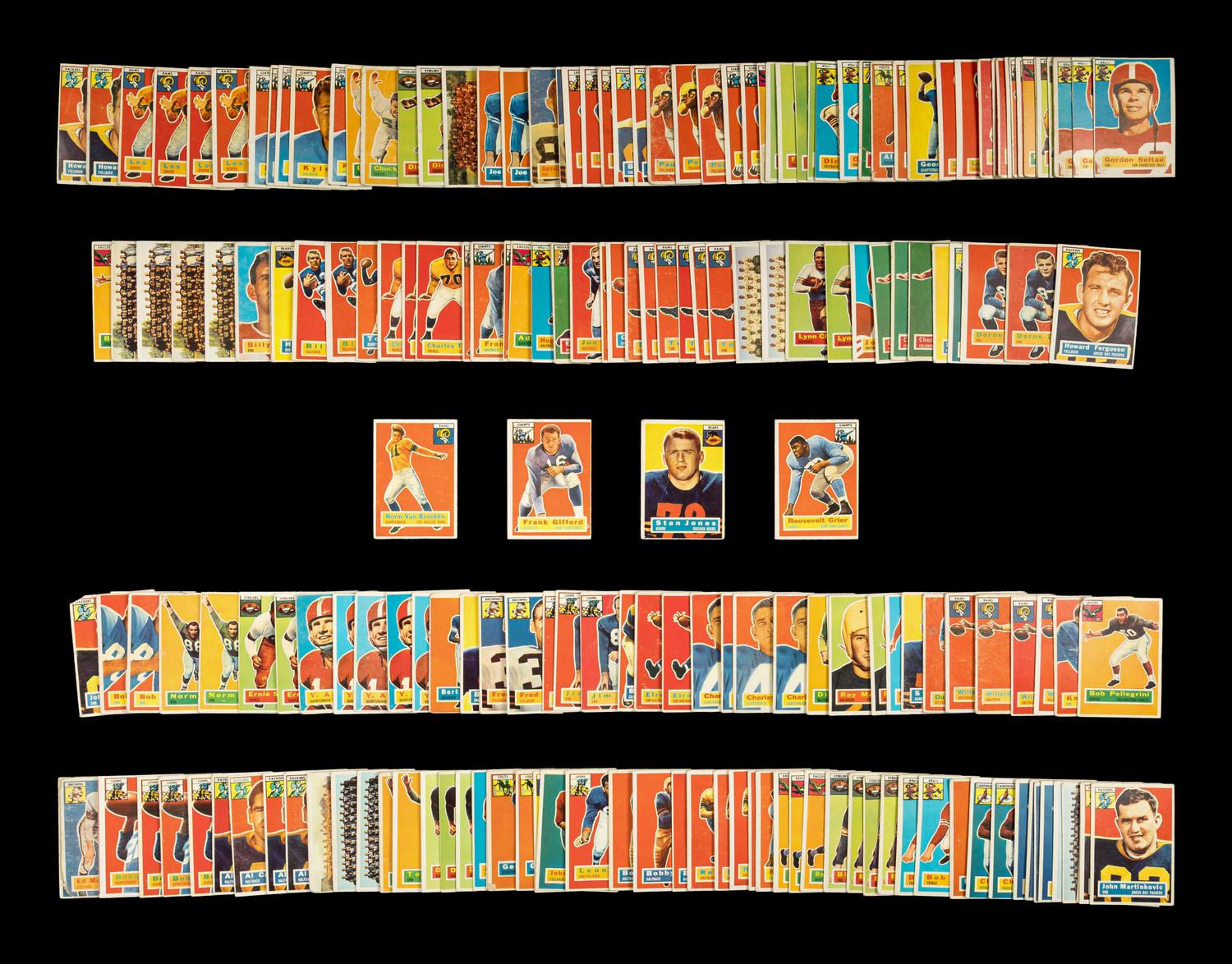 A Group of Over 200 Assorted 1956 Topps Football Cards Including Multiple Rookies and Hall of Famers,