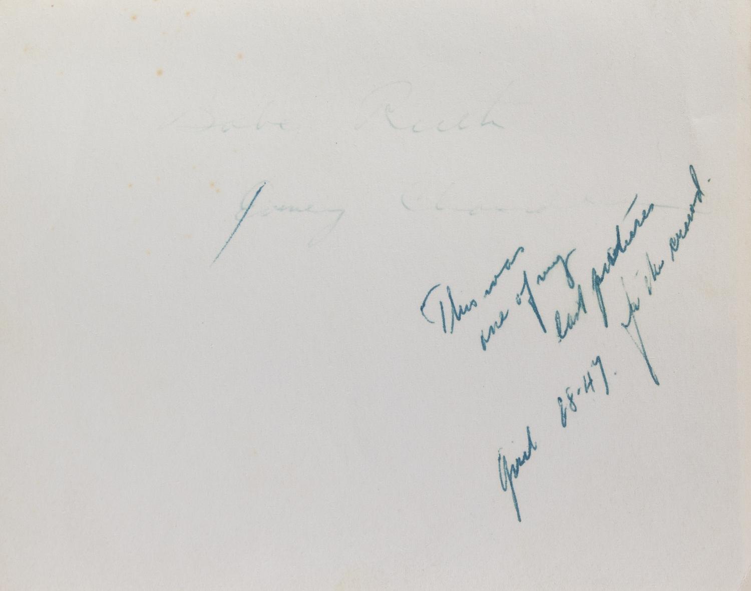 A Babe Ruth Autographed Photograph 4 3/4 x 3 3/4 inches.