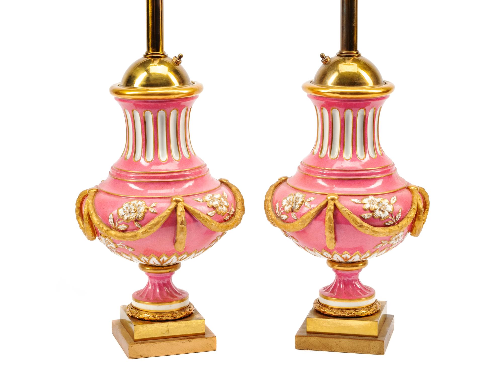 A Pair of Sèvres Style Porcelain Table Lamps