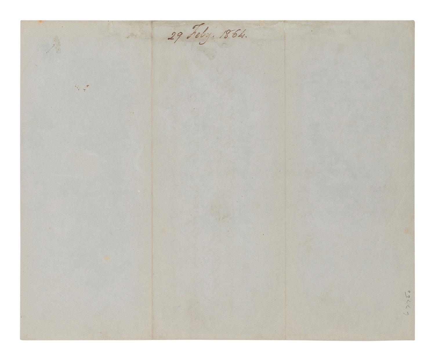 LINCOLN, Abraham (1809-1865). Partially printed document, signed ("Abraham Lincoln"), Washington, D.C., 29 February 1864.