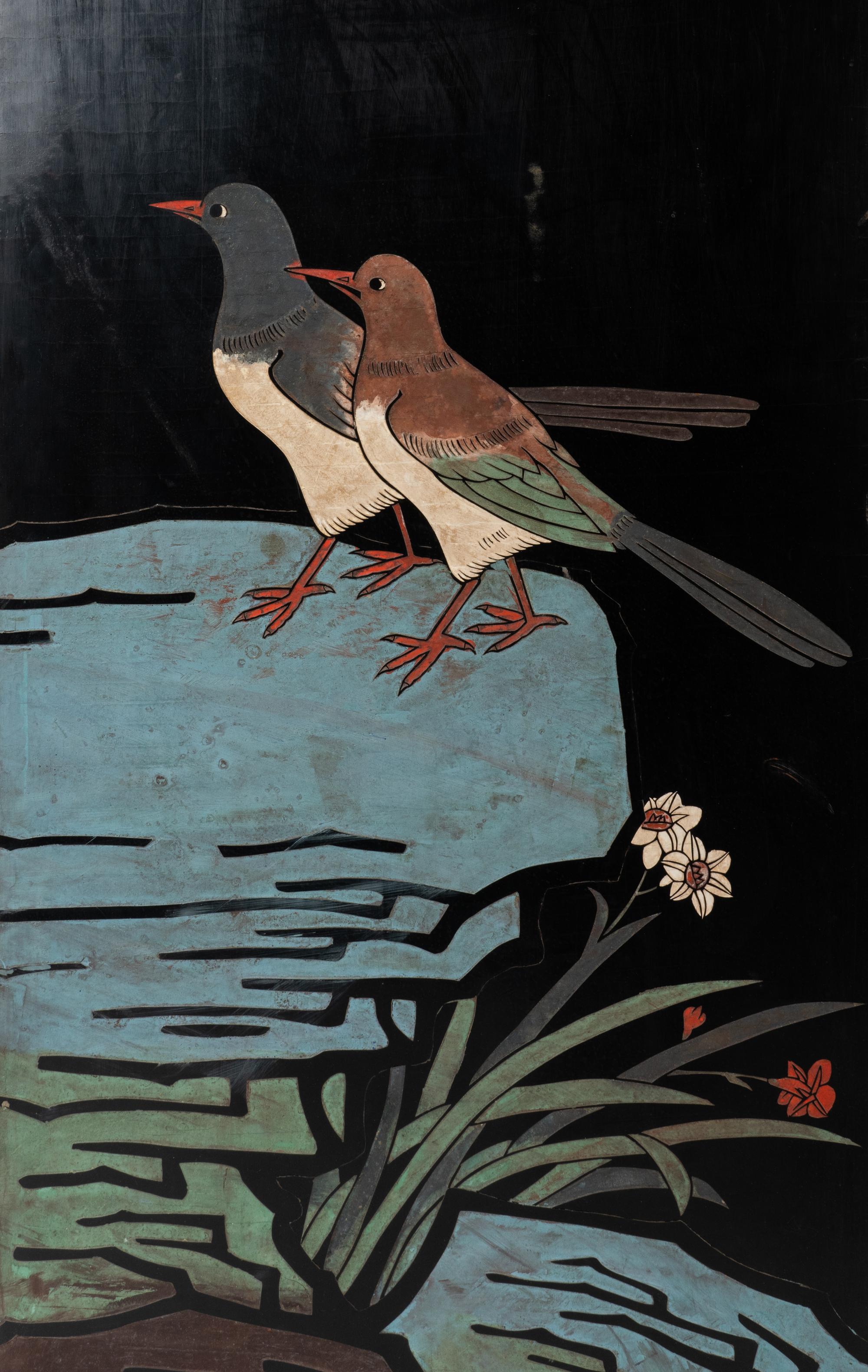 A Chinese Export Lacquer Six-Panel Floor Screen — 20TH CENTURY