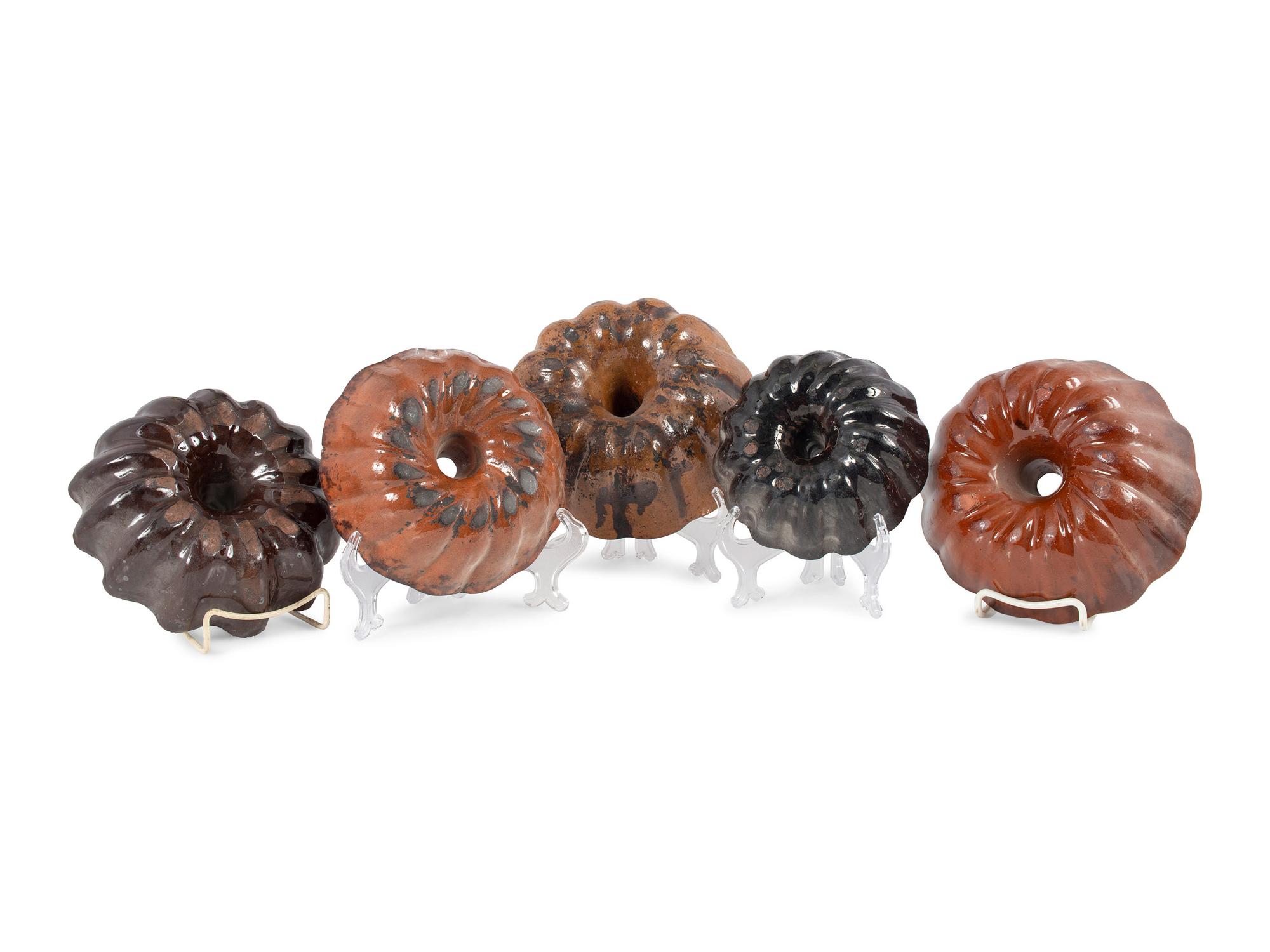 Five Redware Food Molds