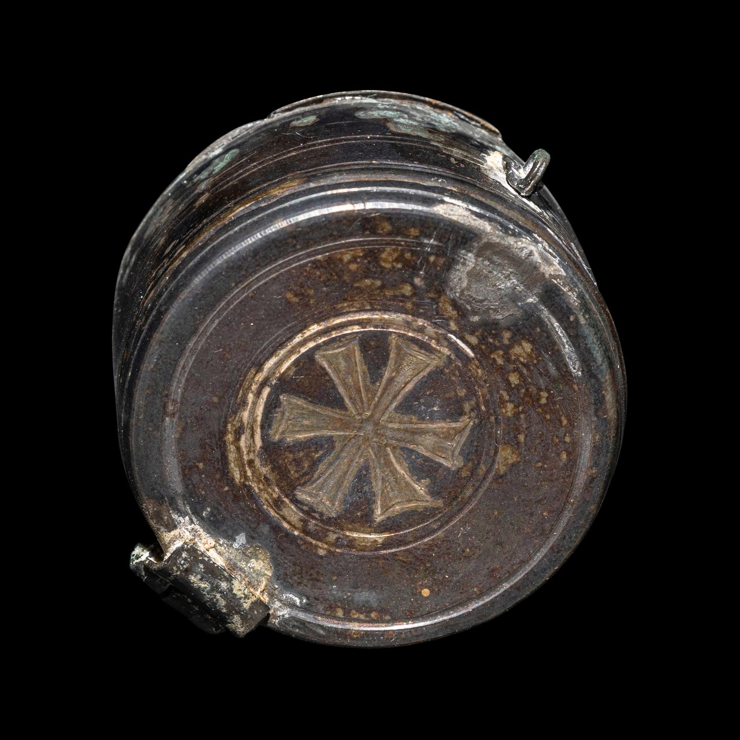 A Byzantine Gilt-Silver Lidded Pyxis