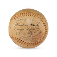 A 1938 Chicago Cubs Team Signed Autograph Baseball Featuring Gabby Hartnett and Charlie Grimm (Beckett Authentication Services Letter of Authenticity)