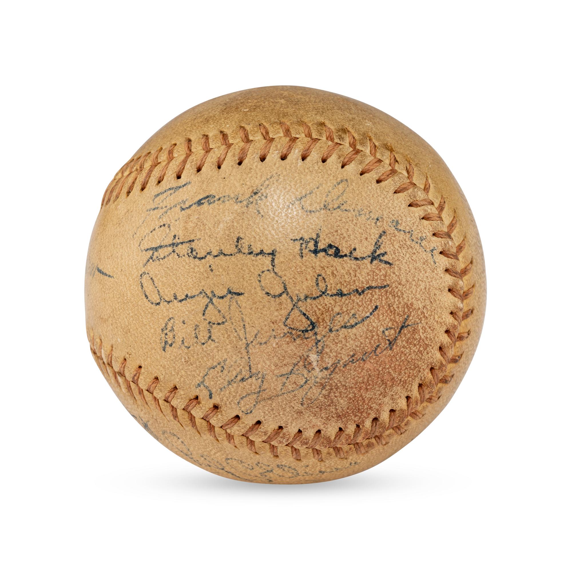A 1938 Chicago Cubs Team Signed Autograph Baseball Featuring Gabby Hartnett and Charlie Grimm (Beckett Authentication Services Letter of Authenticity)