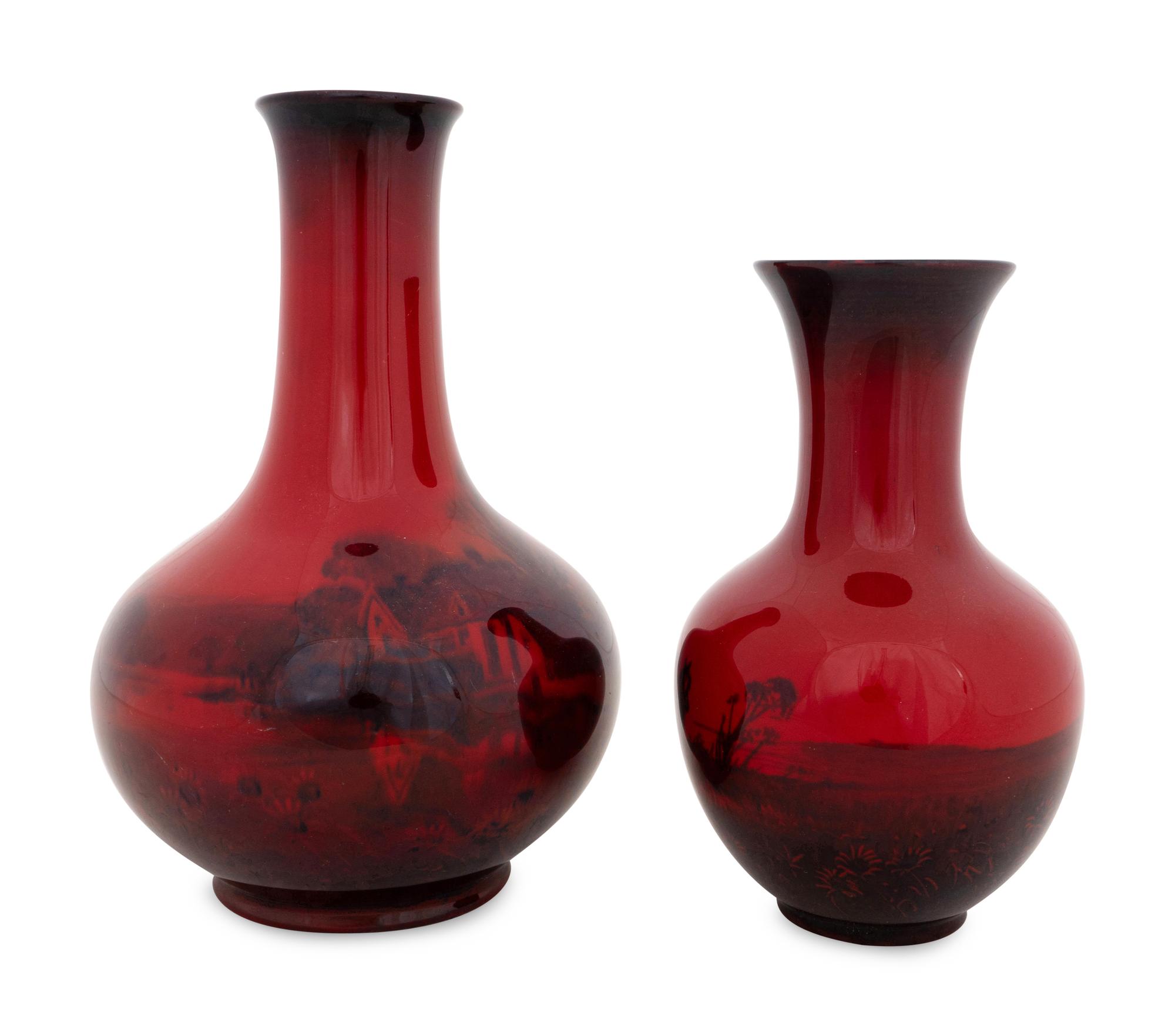 Two Royal Doulton Flambe Sung Ware Vases