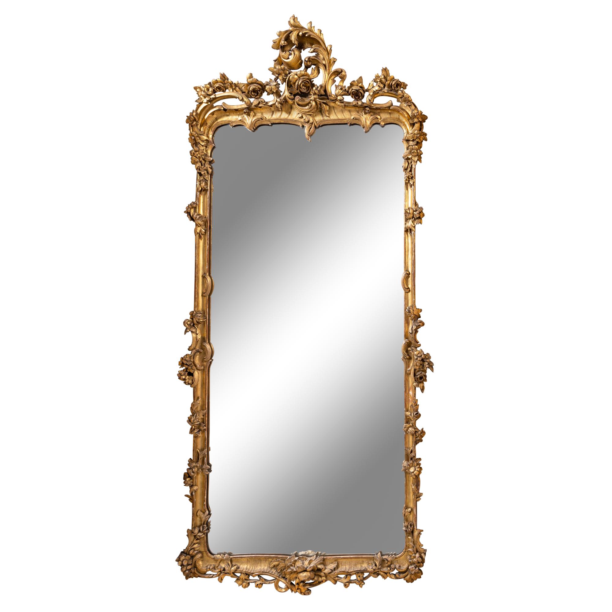 A Pair of Louis XV Style Giltwood Pier Mirrors