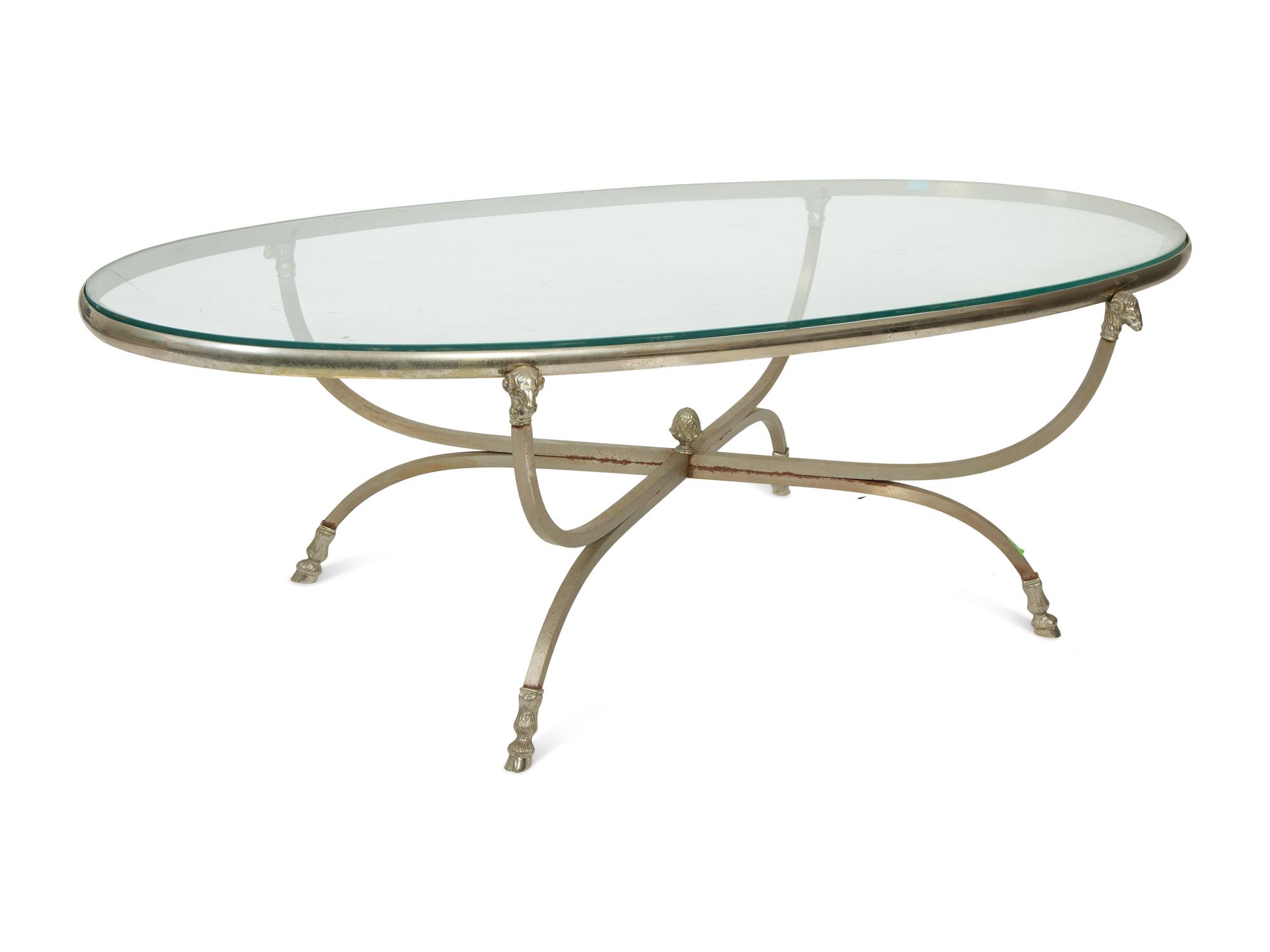 A Neoclassical Steel and Silver Plate Low Table in the Style of Maison Jansen