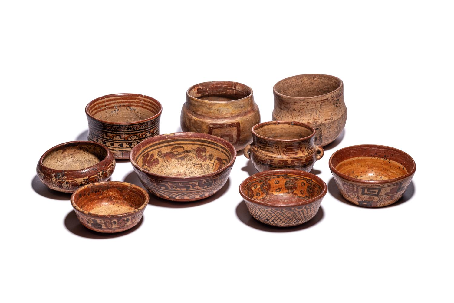 Nine Maya Painted Bowls