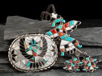 Zuni Inlay Knifewing Bolo Tie and Belt Buckle