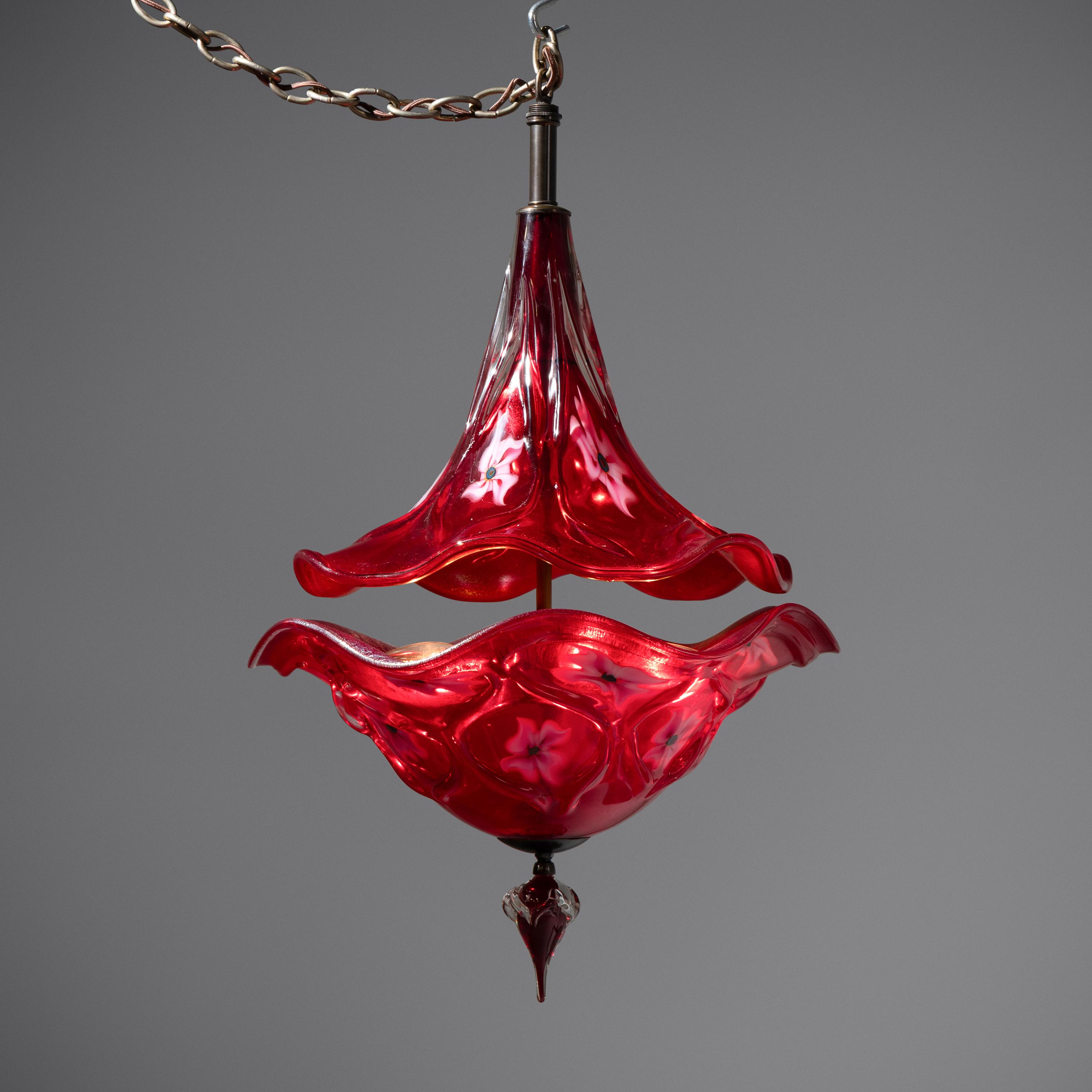 Charles Lotton (American, 1935–2021) — Hanging Red 'Caged' Chandelier, 2007