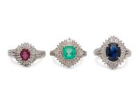 COLLECTION OF DIAMOND AND GEMSTONE RINGS