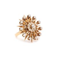 YELLOW GOLD AND DIAMOND STARBURST RING