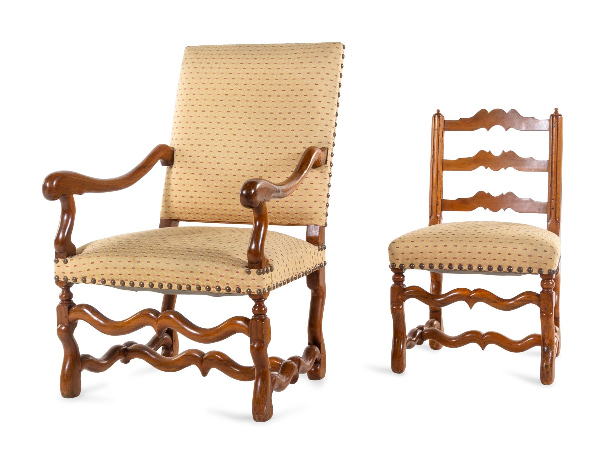 Two Louis XIV French Provincial Olivewood Chairs