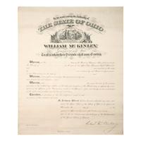 [POLITICS IN AMERICA] - [OHIO]. A group of 4 documents signed, incl. William McKinley.