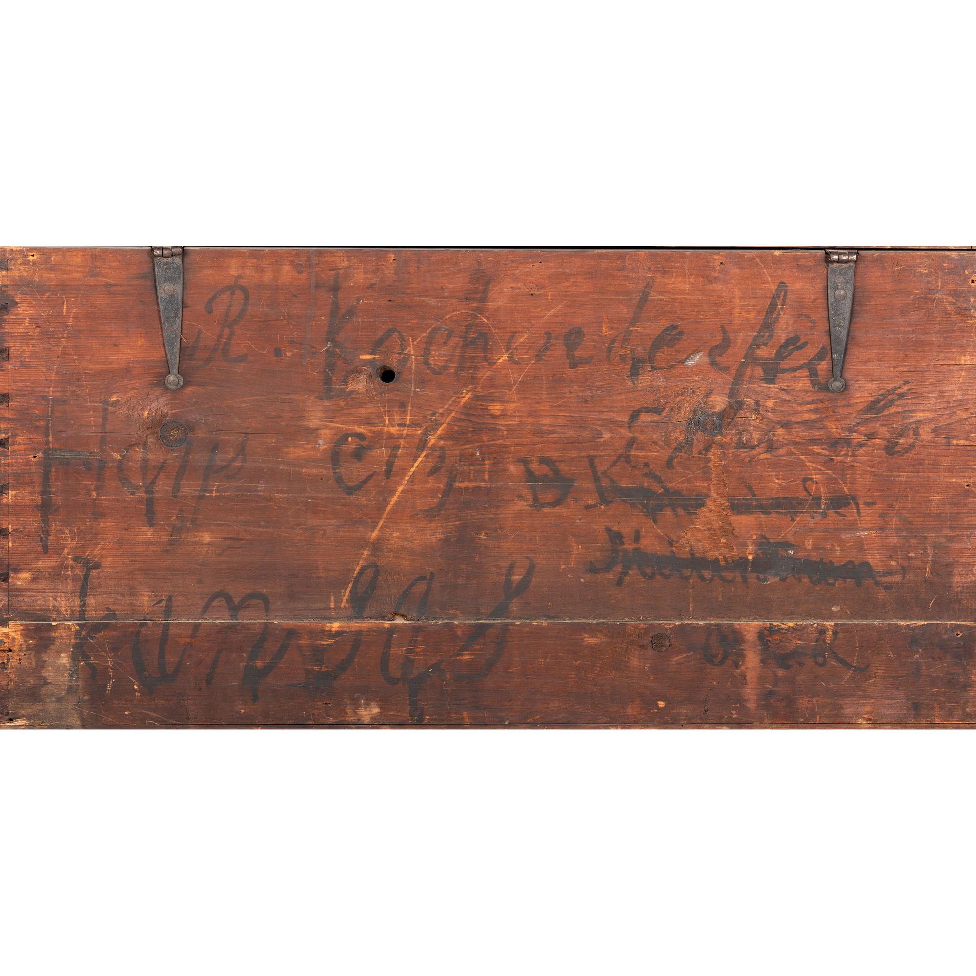 A Chippendale Red-Painted Pine Two-Drawer Blanket Chest