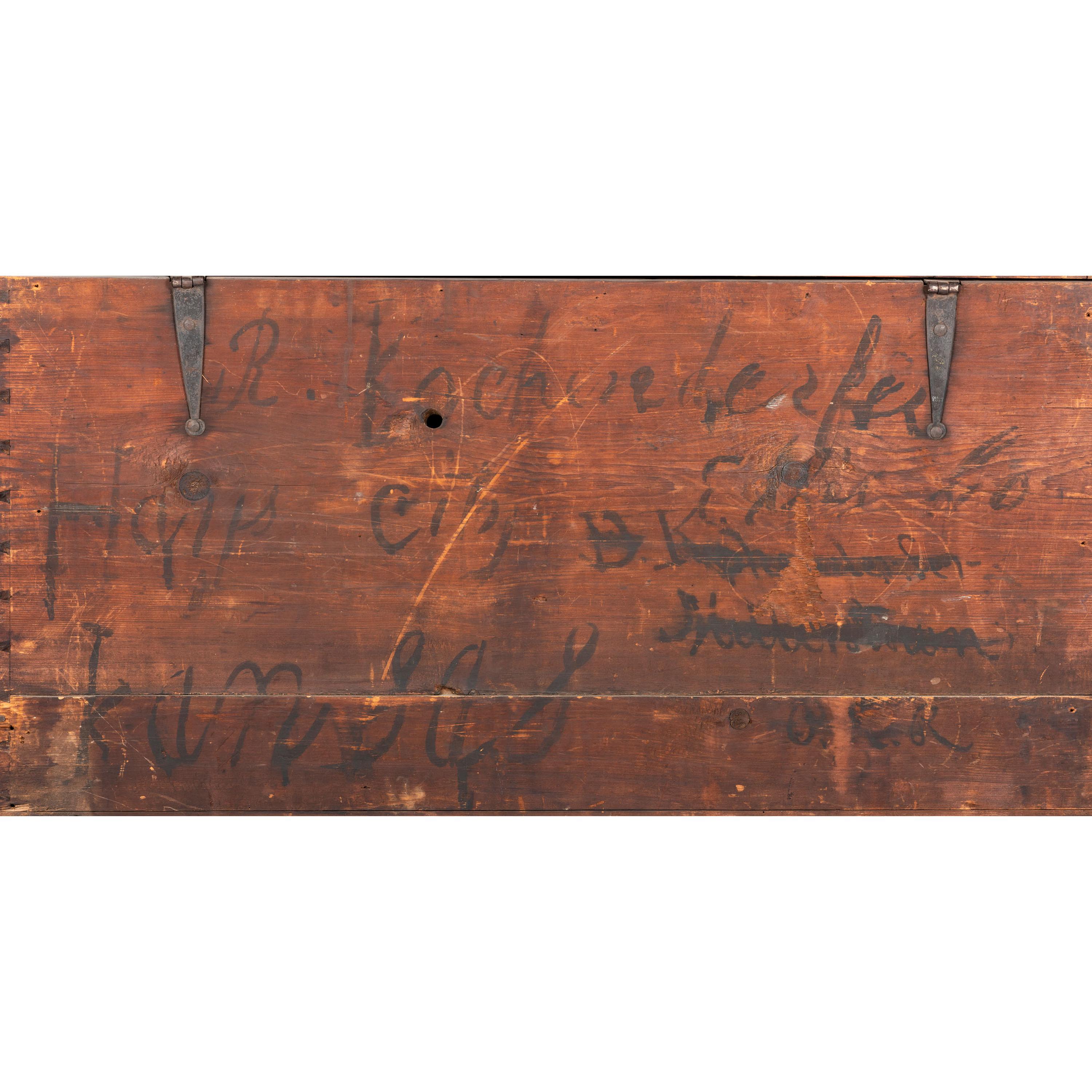 A Chippendale Red-Painted Pine Two-Drawer Blanket Chest