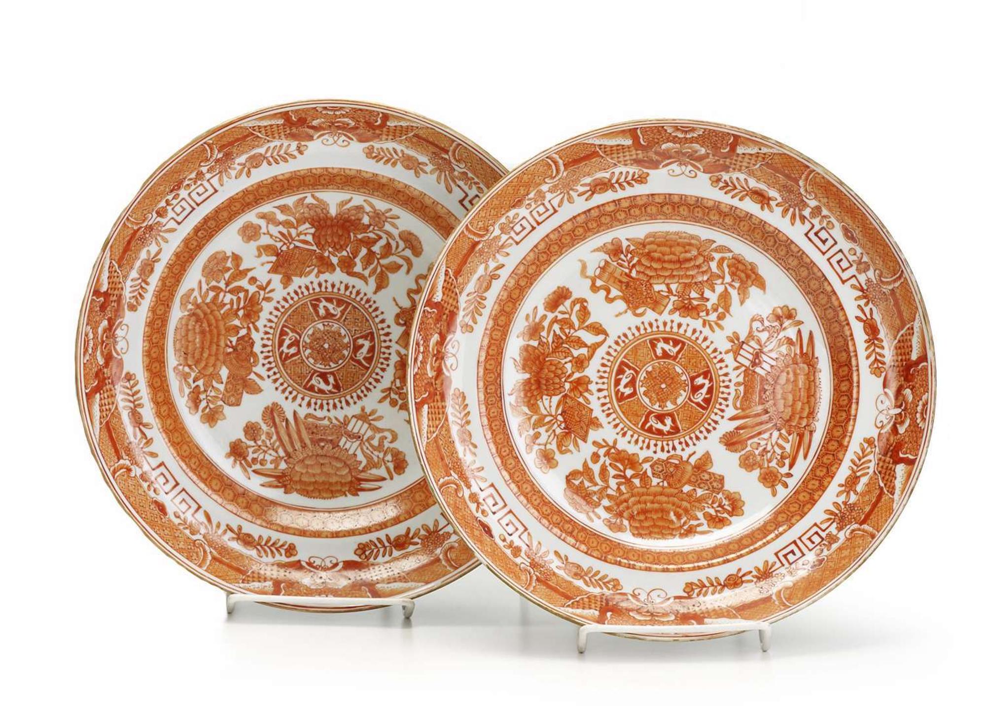 Two Chinese Export porcelain soup plates 19th century