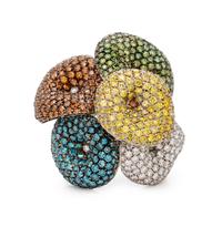 PALMIERO, DIAMOND AND COLORED DIAMOND 'MUSHROOM' RING