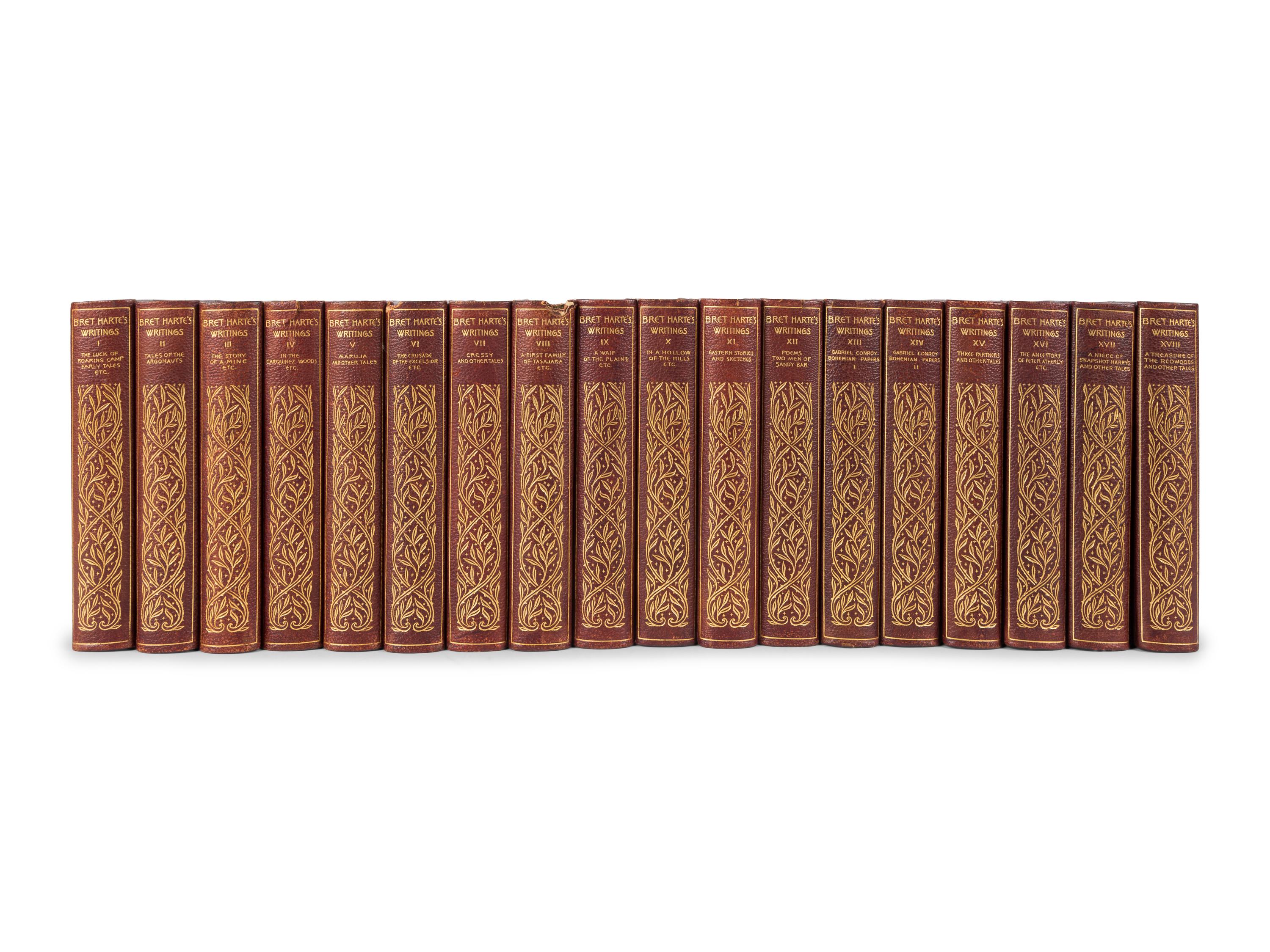 [BINDINGS & SETS]. HARTE, Bret, (1836-1902). Writings. Boston: Houghton, Mifflin, & Co., [1906].