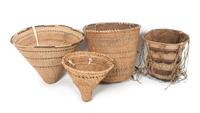 Seven Apache Gathering Baskets Height of largest 16 x diameter 16 1/2 inches.