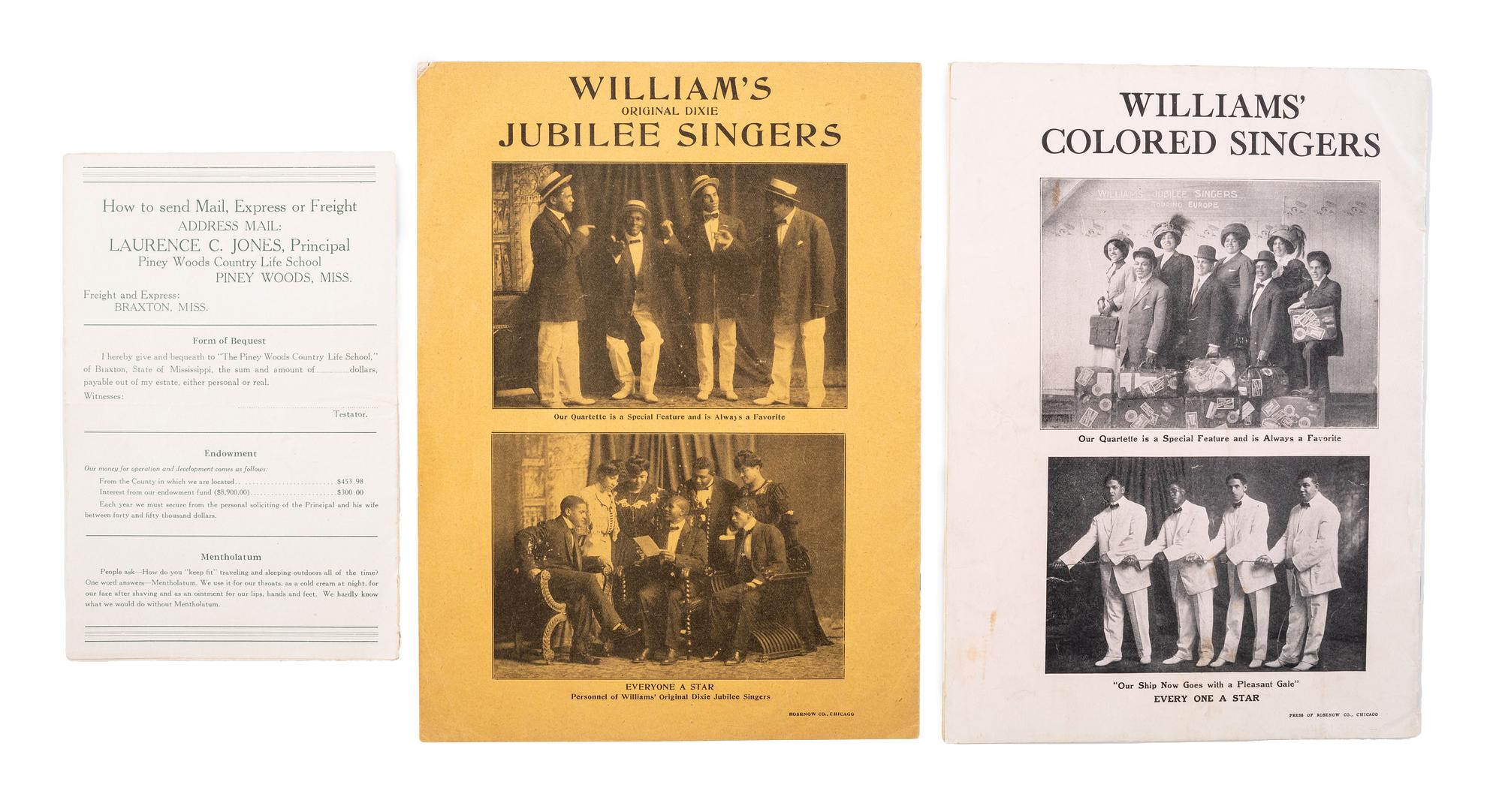 [MUSIC]. [MARSH, J.B.T.]. The Story of the Jubilee Singers, with Their Songs . London: Hodder and Stoughton, 1876. [ With: ] 3 programs for African American singing groups.