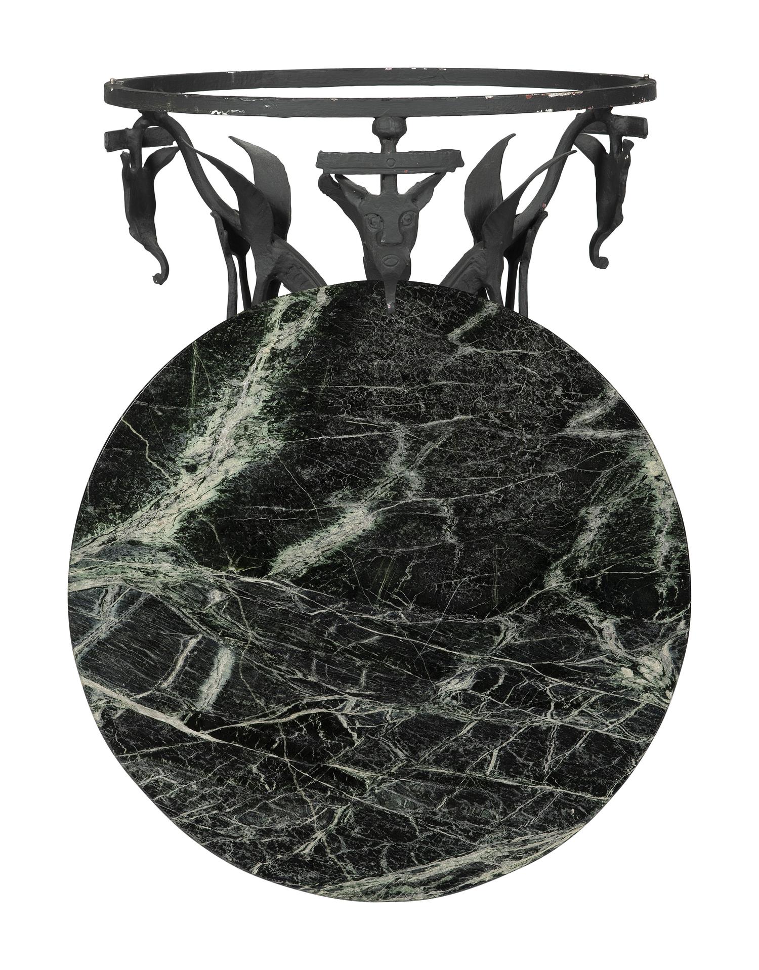 A Victorian Iron and Marble Top Table